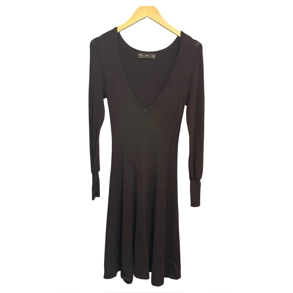 zara brown sweater dress | Dresses | Zara Deep V Neck Aline Chocolate Midi denim bridesmaid dresses Sylvia FW2425 Shoulder sweater Round neck and sleeveless Sizing Country:UK
